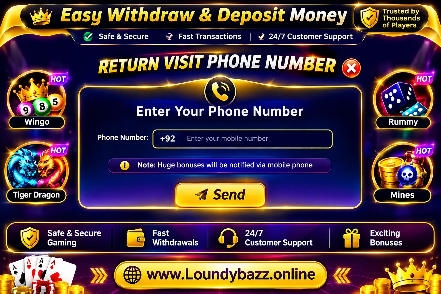 3 Card Game Withdraw & Deposit