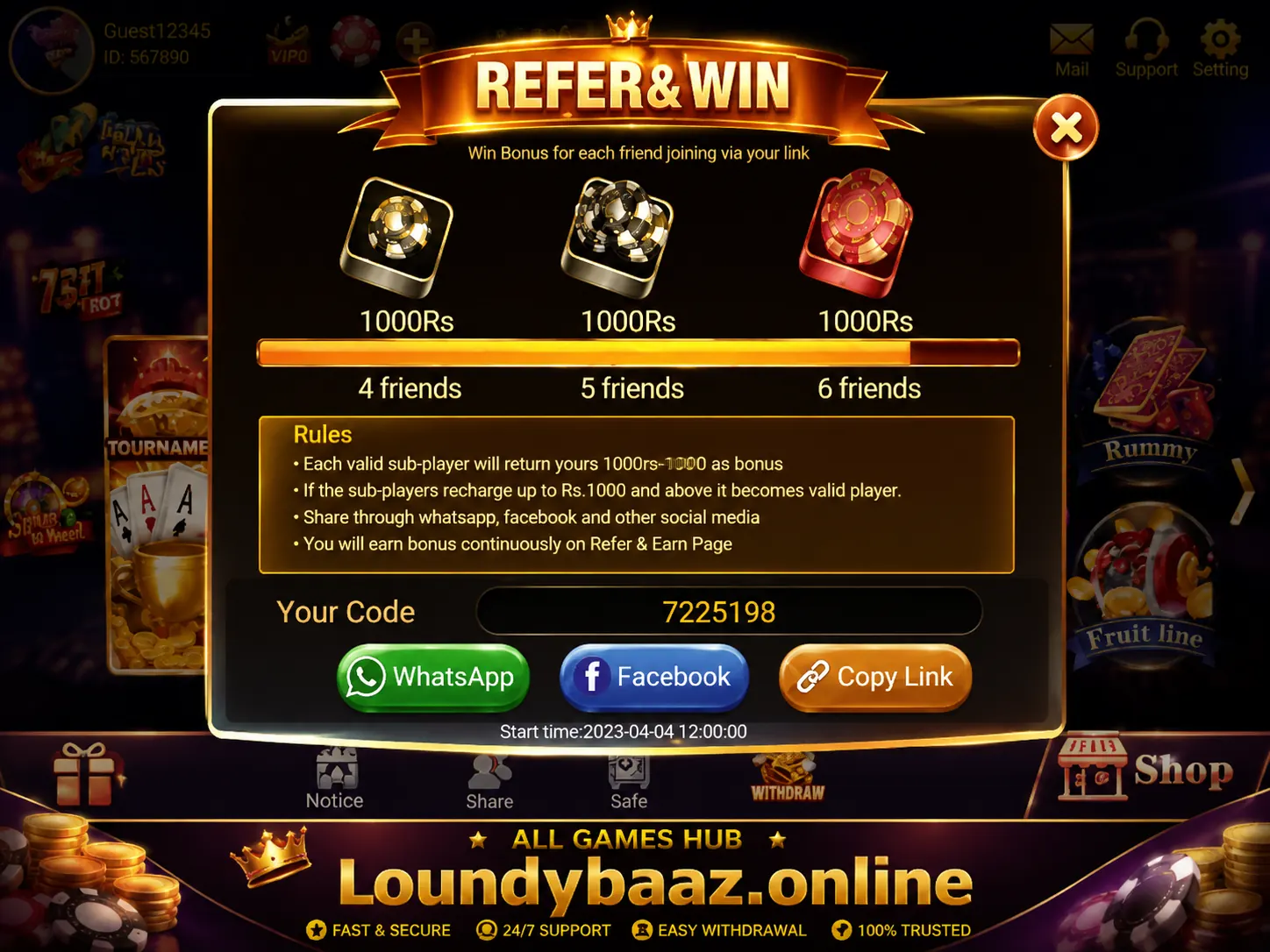 3 Patti Vegas Refer Win